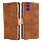 For Motorola Moto G55 5G Skin Feel Crocodile Magnetic Clasp Leather Phone Case(Brown) - 1