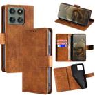 For Motorola Edge 60 Pro 5G Skin Feel Crocodile Magnetic Clasp Leather Phone Case(Brown) - 1