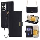 For Huawei P50 Pro Crossbody Chain Leather Phone Case(Black) - 1