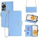 For Huawei P60 / P60 Pro Crossbody Chain Leather Phone Case(Blue) - 1