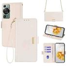 For Huawei P60 / P60 Pro Crossbody Chain Leather Phone Case(White) - 1