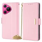 For Huawei Pura 70 5G Crossbody Chain Leather Phone Case(Pink) - 1