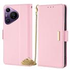 For Huawei Pura 70 Pro / 70 Pro+ 5G Crossbody Chain Leather Phone Case(Pink) - 1