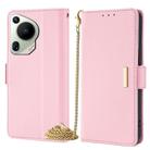 For Huawei Pura 70 Ultra 5G Crossbody Chain Leather Phone Case(Pink) - 1