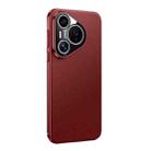 For Huawei Pura 70 Litchi Texture Genuine Leather Phone Case(Red) - 1