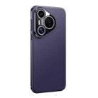 For Huawei Pura 70 Litchi Texture Genuine Leather Phone Case(Dark Purple) - 1