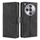 For OPPO Find X7 Ultra 5G Skin Feel Crocodile Magnetic Clasp Leather Phone Case(Black) - 1