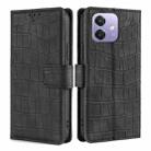 For OPPO A3 5G India Skin Feel Crocodile Magnetic Clasp Leather Phone Case(Black) - 1