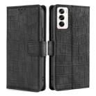 For OPPO Reno12 5G Global Skin Feel Crocodile Magnetic Clasp Leather Phone Case(Black) - 1