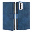 For OPPO Reno12 5G Global Skin Feel Crocodile Magnetic Clasp Leather Phone Case(Blue) - 1
