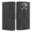 For OPPO Reno12 F 5G Skin Feel Crocodile Magnetic Clasp Leather Phone Case(Black) - 1