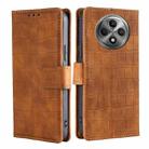For OPPO Reno12 F 5G Skin Feel Crocodile Magnetic Clasp Leather Phone Case(Brown) - 1