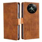 For Realme 12 5G Skin Feel Crocodile Magnetic Clasp Leather Phone Case(Brown) - 1