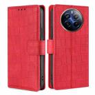 For Realme 12 Pro 5G Skin Feel Crocodile Magnetic Clasp Leather Phone Case(Red) - 1