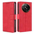 For Realme GT5 Pro 5G Skin Feel Crocodile Magnetic Clasp Leather Phone Case(Red) - 1