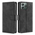 For Realme C61 4G Skin Feel Crocodile Magnetic Clasp Leather Phone Case(Black) - 1