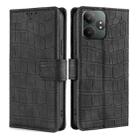 For Realme GT Neo6 SE Skin Feel Crocodile Magnetic Clasp Leather Phone Case(Black) - 1