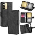 For Realme C75 4G / 14x 5G Global Skin Feel Crocodile Magnetic Clasp Leather Phone Case(Black) - 1