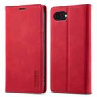 For iPhone SE 2024 LC.IMEEKE Strong Magnetic Leather Phone Case with Holder & Card Slots & Wallet(Red) - 1