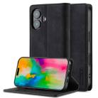 For iPhone 16 Plus LC.IMEEKE Strong Magnetism Microfiber Leather Phone Case(Black) - 1