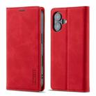 For iPhone 16 Plus LC.IMEEKE Strong Magnetism Microfiber Leather Phone Case(Red) - 2