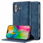 For iPhone 16 Plus LC.IMEEKE Strong Magnetism Microfiber Leather Phone Case(Blue) - 1