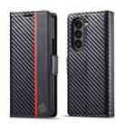 For Samsung Galaxy Z Fold6 5G LC.IMEEKE Carbon Fiber Leather Phone Case(Vertical Black) - 1