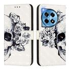 For OnePlus 12R 5G Global 3D Painting Horizontal Flip Leather Phone Case(Skull) - 2