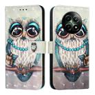 For Realme 12 5G Global 3D Painting Horizontal Flip Leather Phone Case(Grey Owl) - 1