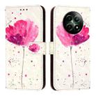 For Realme 12 5G Global 3D Painting Horizontal Flip Leather Phone Case(Flower) - 1