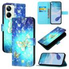 For Realme 10 Pro 5G 3D Painting Horizontal Flip Leather Phone Case(Golden Butterfly) - 1