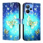 For Realme 10T / 10s / 9i 5G India 3D Painting Horizontal Flip Leather Phone Case(Golden Butterfly) - 2