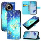 For Realme 11 4G Global 3D Painting Horizontal Flip Leather Phone Case(Golden Butterfly) - 1
