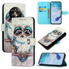 For Realme 12+ / Narzo 70 Pro 5G India 3D Painting Horizontal Flip Leather Phone Case(Grey Owl) - 1