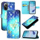 For Realme C67 4G Global 3D Painting Horizontal Flip Leather Phone Case(Golden Butterfly) - 1