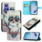 For Realme GT Neo 3 3D Painting Horizontal Flip Leather Phone Case(Grey Owl) - 1
