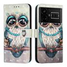 For Realme GT5 / GT5 240W 3D Painting Horizontal Flip Leather Phone Case(Grey Owl) - 2