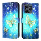 For Realme Note 50 / C51 / C53 / Narzo N53 3D Painting Horizontal Flip Leather Phone Case(Golden Butterfly) - 2
