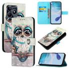 For Realme Note 50 / C51 / C53 / Narzo N53 3D Painting Horizontal Flip Leather Phone Case(Grey Owl) - 1