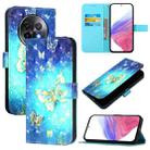 For Realme 13+ 5G Global 3D Painting Horizontal Flip Leather Phone Case(Golden Butterfly) - 1