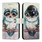 For Realme 13+ 5G Global 3D Painting Horizontal Flip Leather Phone Case(Grey Owl) - 2