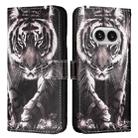 For Nothing Phone 2a Colored Drawing Pattern Plain Weave Leather Phone Case(Black And White Tiger) - 1