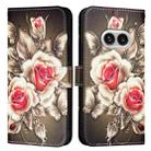 For Nothing Phone 2a Colored Drawing Pattern Plain Weave Leather Phone Case(Roses On Black) - 1