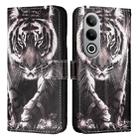 For OnePlus Nord CE4   Colored Drawing Pattern Plain Weave Leather Phone Case(Black And White Tiger) - 1
