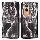 For OnePlus Nord CE4 Lite Colored Drawing Pattern Plain Weave Leather Phone Case(Black And White Tiger) - 2