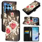 For OnePlus 12 5G Global Colored Drawing Pattern Plain Weave Leather Phone Case(Roses On Black) - 1