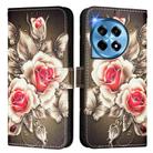 For OnePlus 12 5G Global Colored Drawing Pattern Plain Weave Leather Phone Case(Roses On Black) - 2