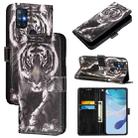 For OnePlus Nord N10 5G Colored Drawing Pattern Plain Weave Leather Phone Case(Black And White Tiger) - 1