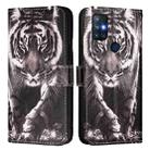 For OnePlus Nord N10 5G Colored Drawing Pattern Plain Weave Leather Phone Case(Black And White Tiger) - 2