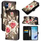 For OnePlus Nord N10 5G Colored Drawing Pattern Plain Weave Leather Phone Case(Roses On Black) - 1